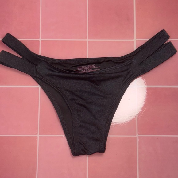 Victoria's Secret Other - Victoria's Secret The Itsy Bikini Bottom Black Double Strap Ruched Medium